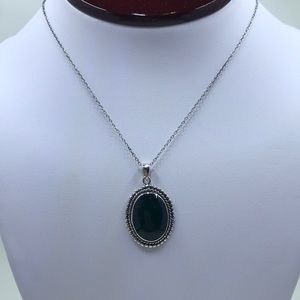Sterling Silver Antiqued Aventurine Necklace